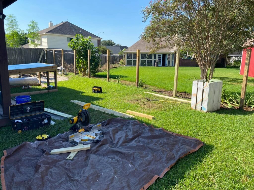placing posts for new fence