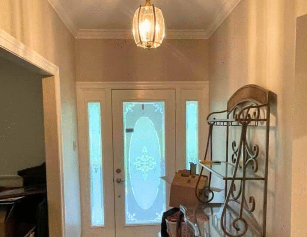 Freshly painted walls, crown molding, door casings/doors, trim, and baseboards